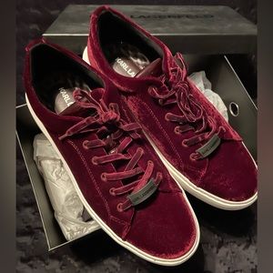 Karl Lagerfeld Burgundy Velvet Sneakers 11.5 Excellent Condition!